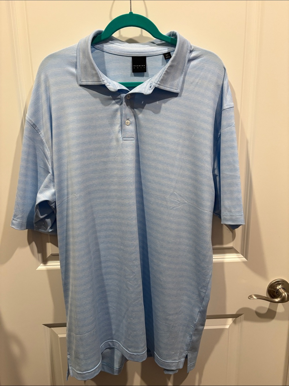 Dunning Golf Light Blue Striped Polo Shirt